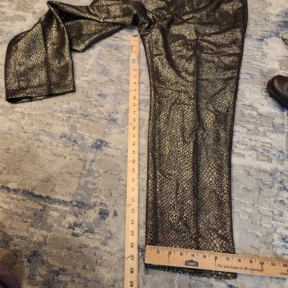 Anne Klein Shimmering Gold Metallic Black Snake Print Pants Size 12 - Picture 9 of 17
